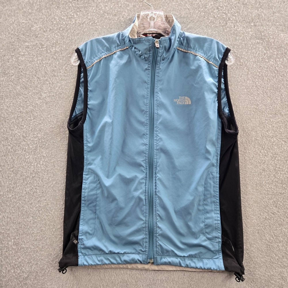 The North Face Women Jacket Small Blue Vest Windbreaker Full Zip Sleeveless Mock